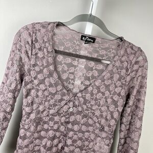 Vintage Self Esteem Lace Top Womens S Dusty Purple Sheer Fairycore Y2K